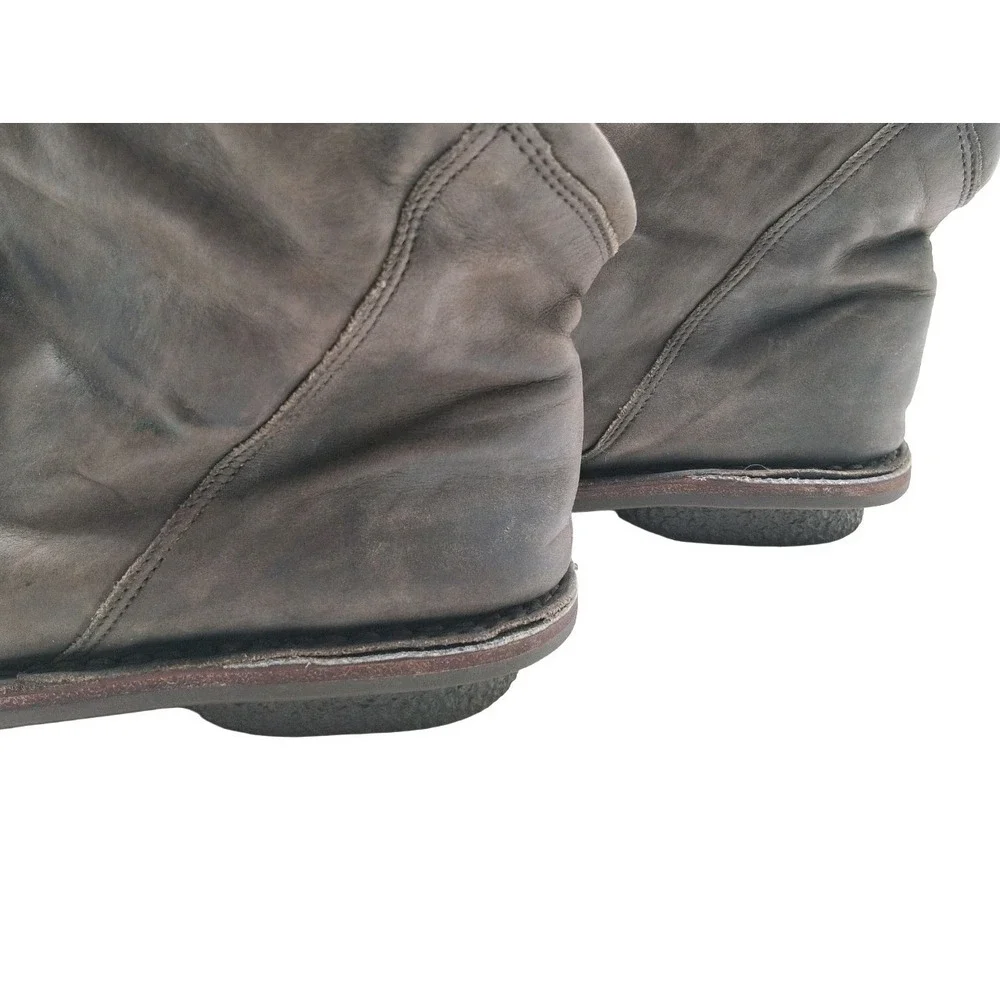 Trippen Boots Womens Size 9 Brown Leather Wedge Ankle Pull On Casual Booties
